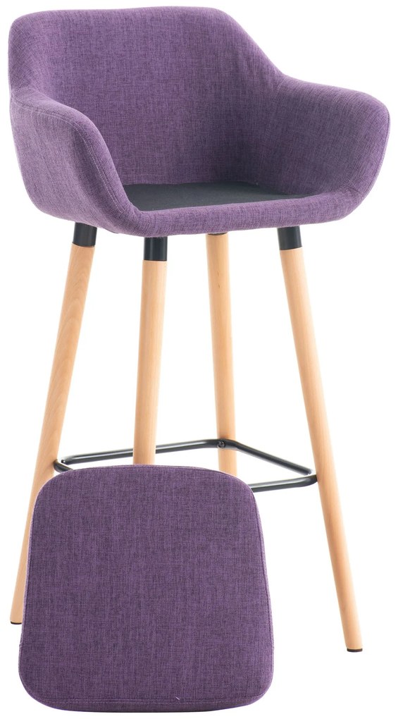Banco de bar Grant em tecido e com estrutura de Cor Natural 55 x 99 x 46 cm Roxo