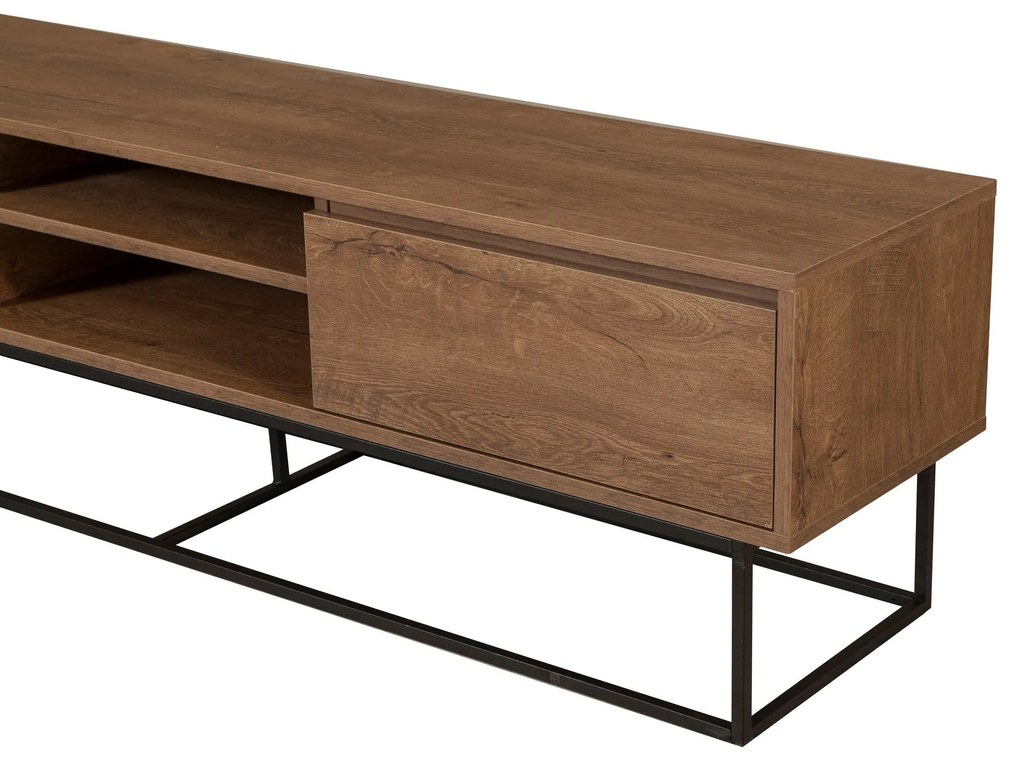 Conjunto de Mobiliário de Sala de Estar Laxus – Nogueira/Preto – Tv Un