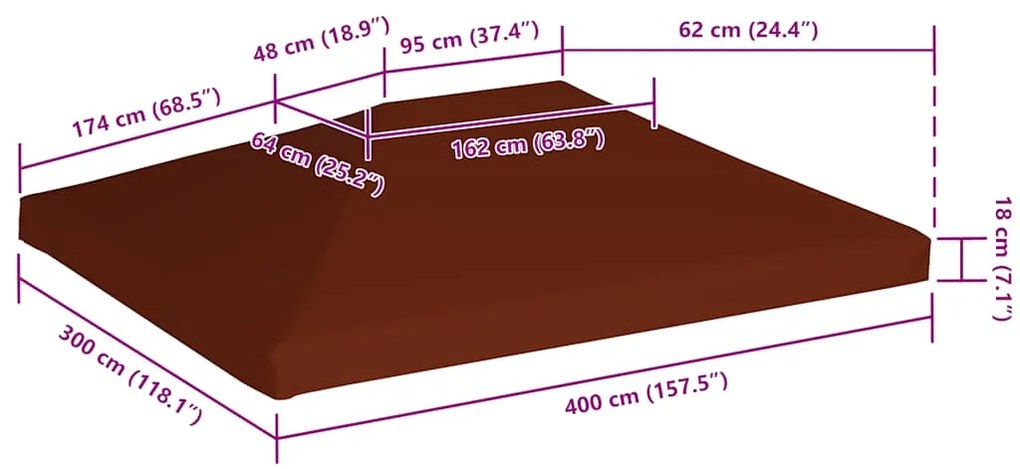 Cobertura de gazebo 310 g/m² 3x4 m terracota
