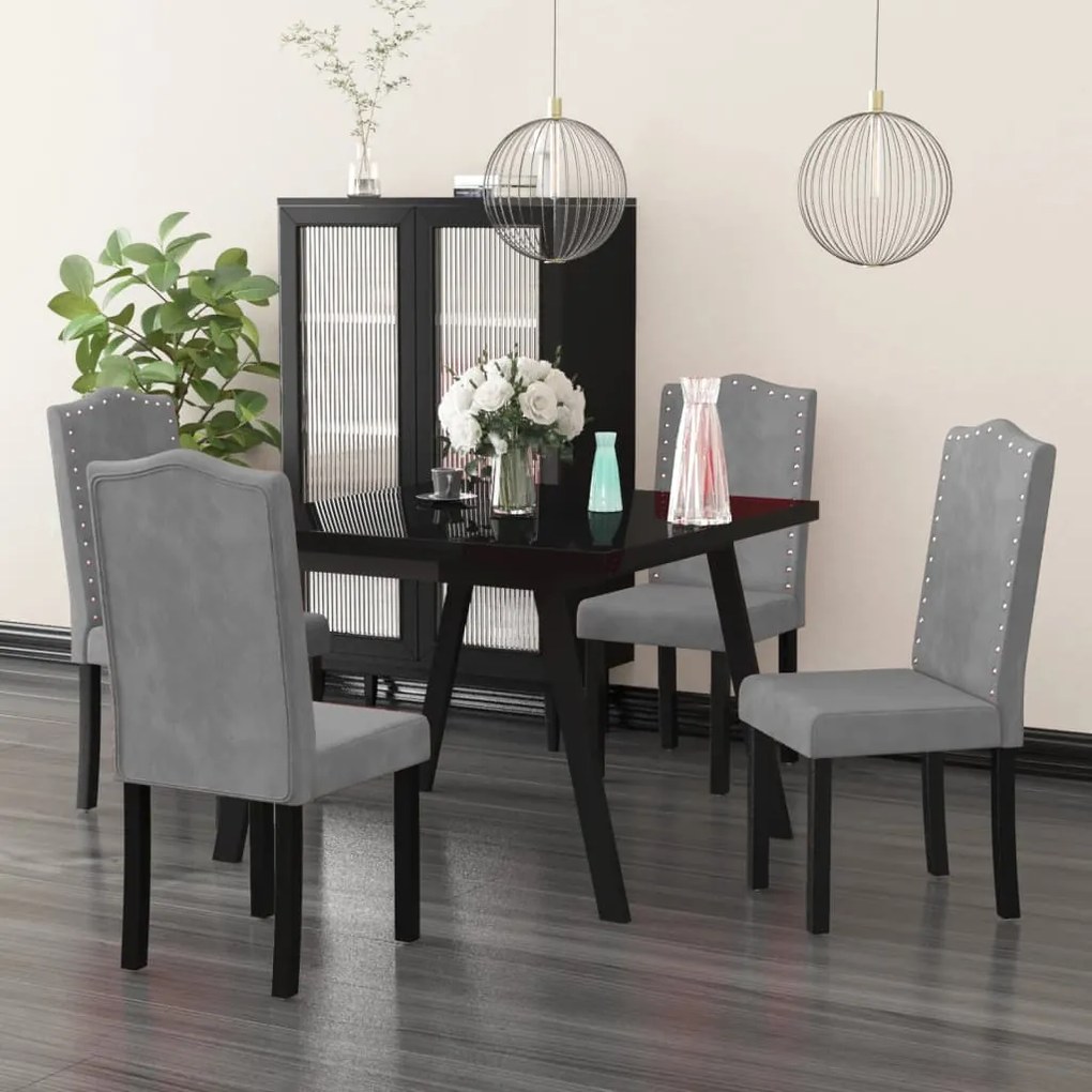 vidaXL Cadeiras de jantar 4 pcs veludo cinzento-claro