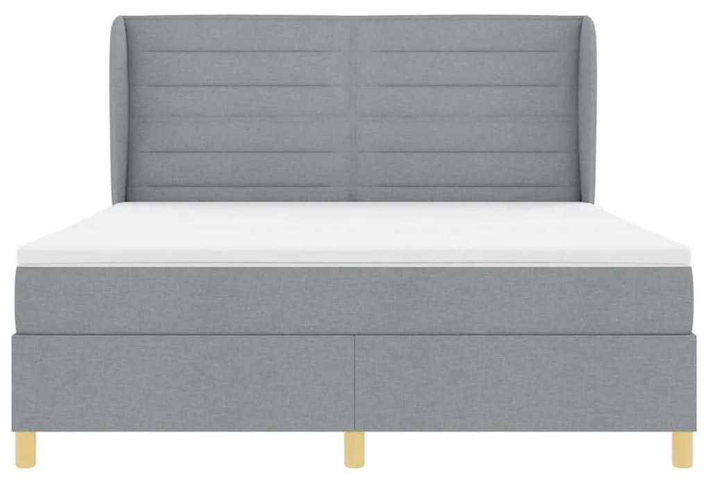 Cama Box Spring vidaXL com Colchão Cinza Claro 180x200 cm Tecido