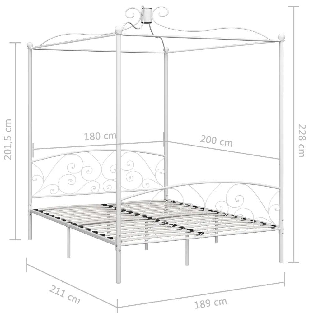 Estrutura de cama com dossel metal 180x200 cm branco