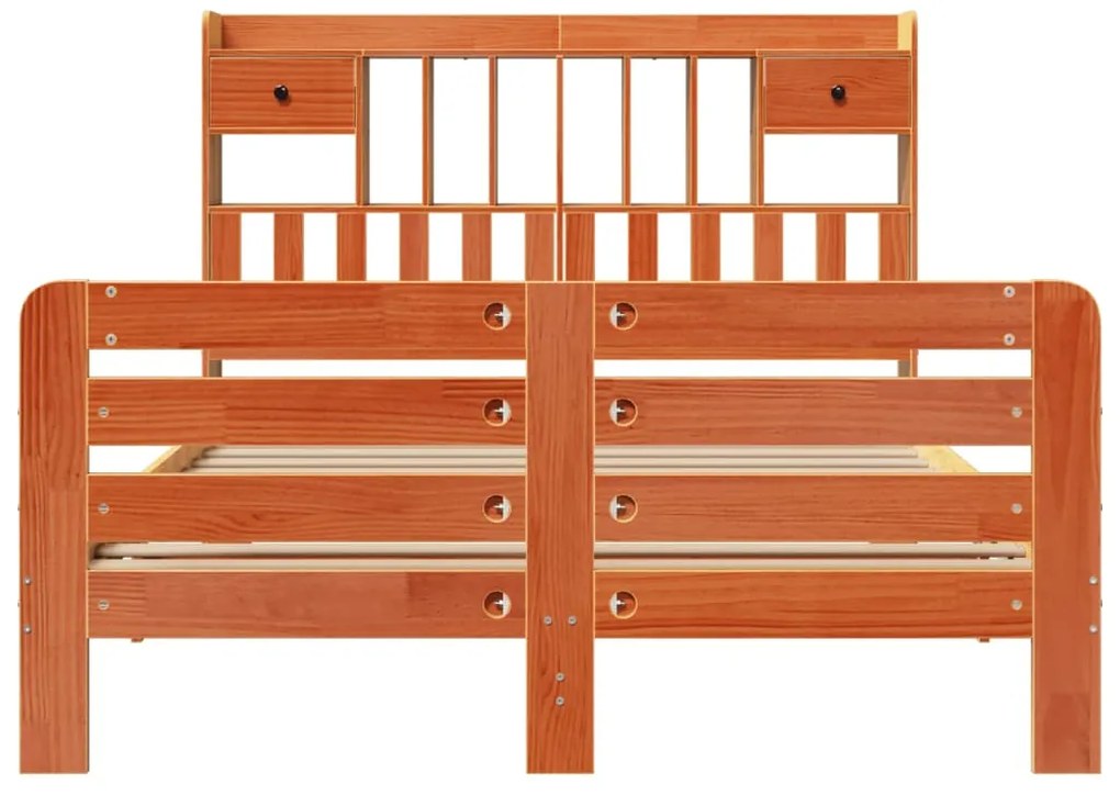 Cama com estante sem colchão 140x190 cm pinho maciço