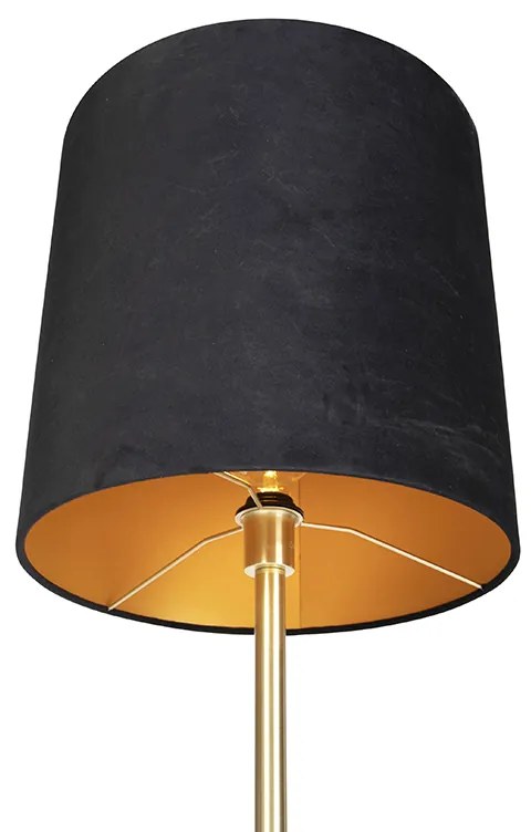 Candeeiro de pé clássico em latão com cúpula preta 40 cm - Simplo Clássico / Antigo,Design