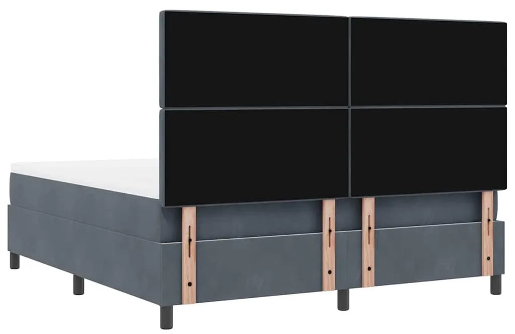 Cama Box com Colchão e LED vidaXL Cinza Escuro 180x200 cm Veludo