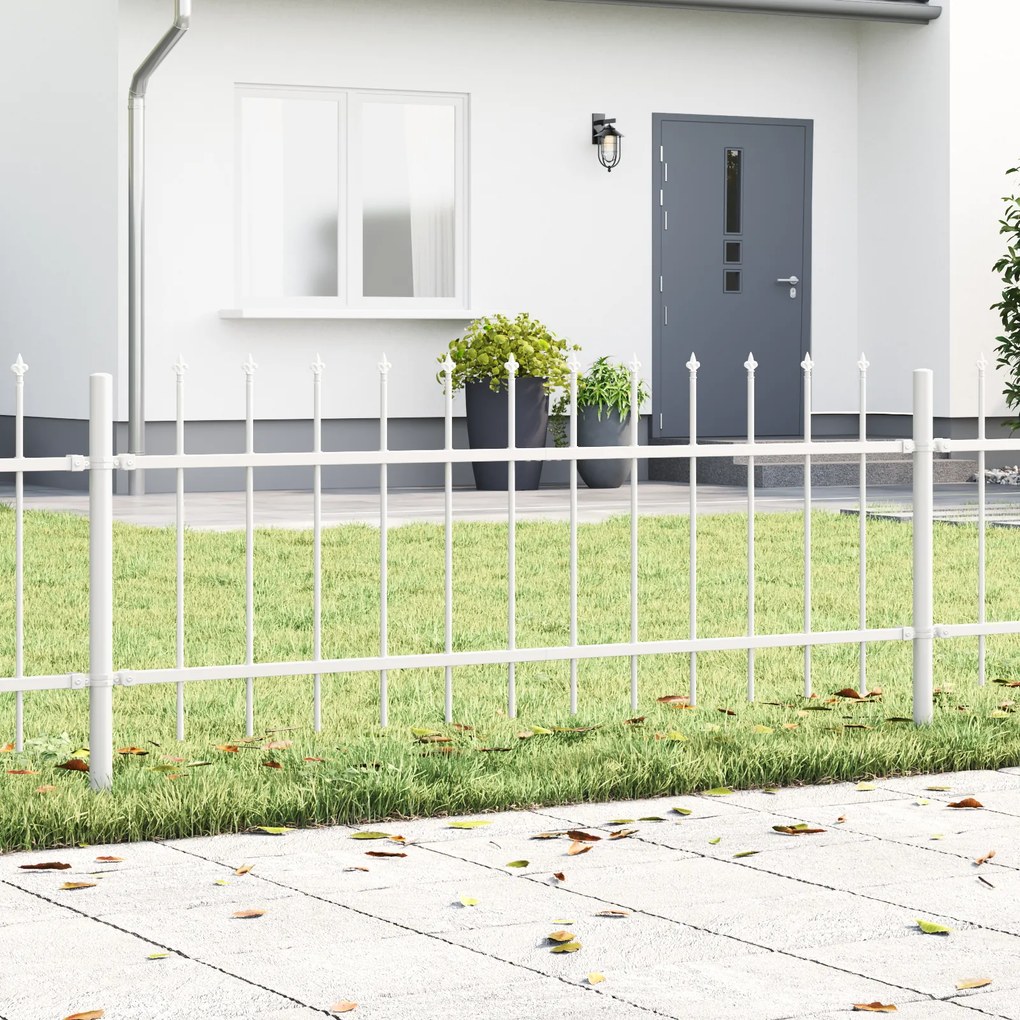 Cerca de Jardim vidaXL com Topo de Lança Branca 6,8x0,6 m em Aço