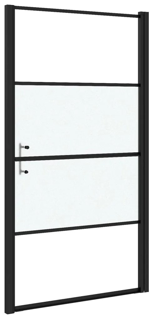 Porta de chuveiro meio vidro fosco temperado 100x178 cm preto