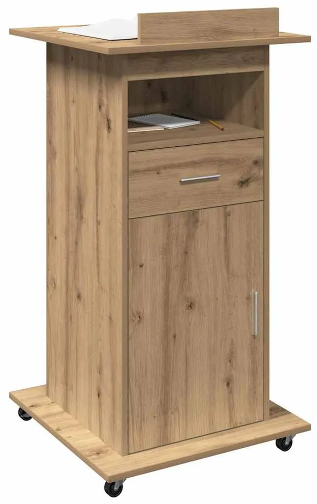 Pódio Lectern vidaXL com Rodas em Madeira de Carvalho