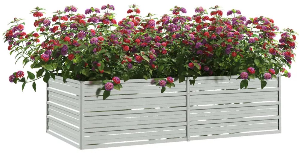 Canteiro elevado de jardim 160x80x45cm aço galvanizado prateado