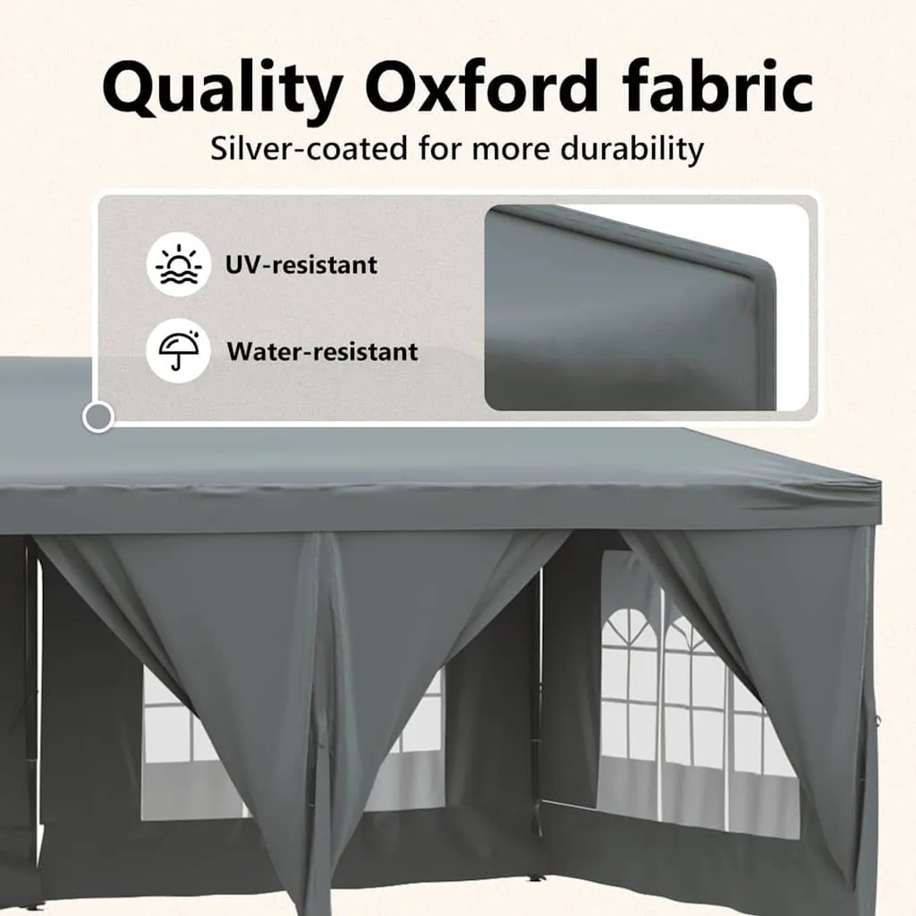 Tenda para festas dobrável com paredes laterais 3x6 m antracite