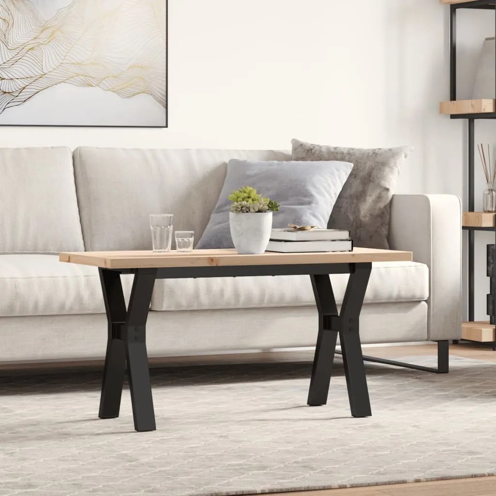 vidaXL Mesa de centro estrutura em Y 90x40x45,5 cm pinho/aço