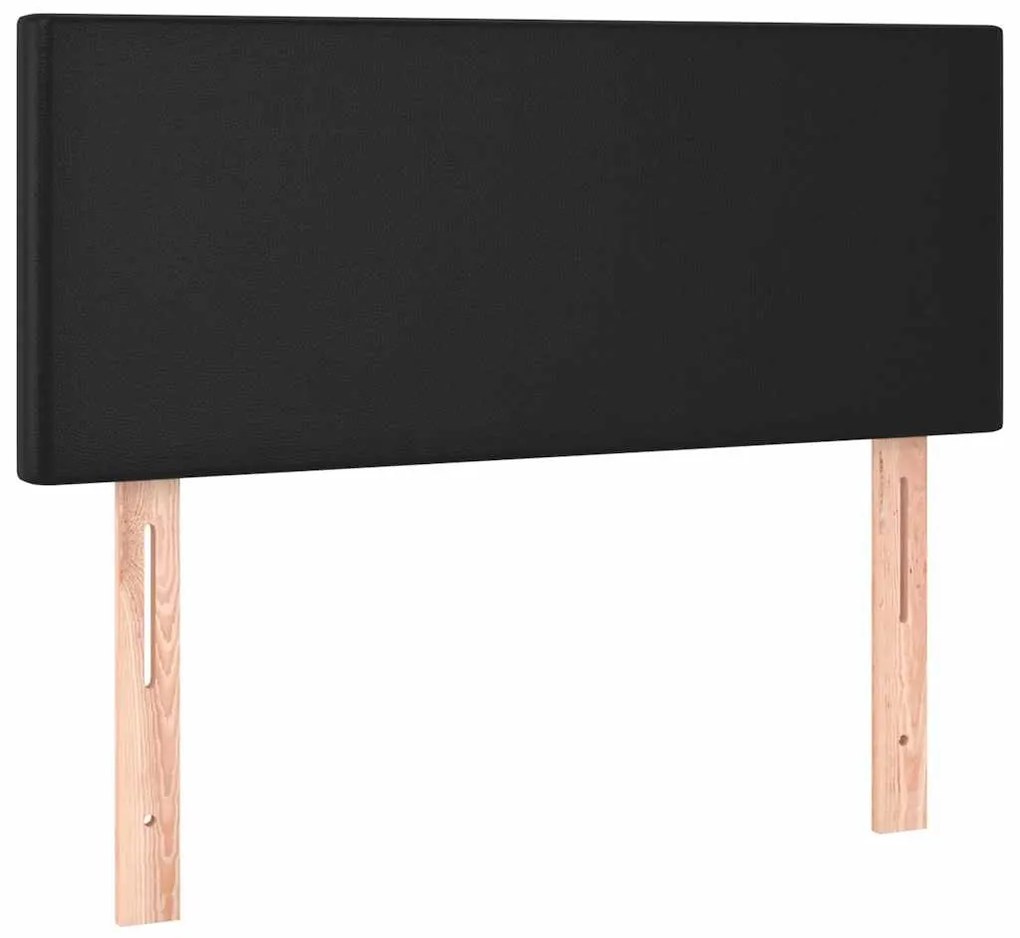 Cama box spring colchão e LED 120x190 cm couro artificial preto