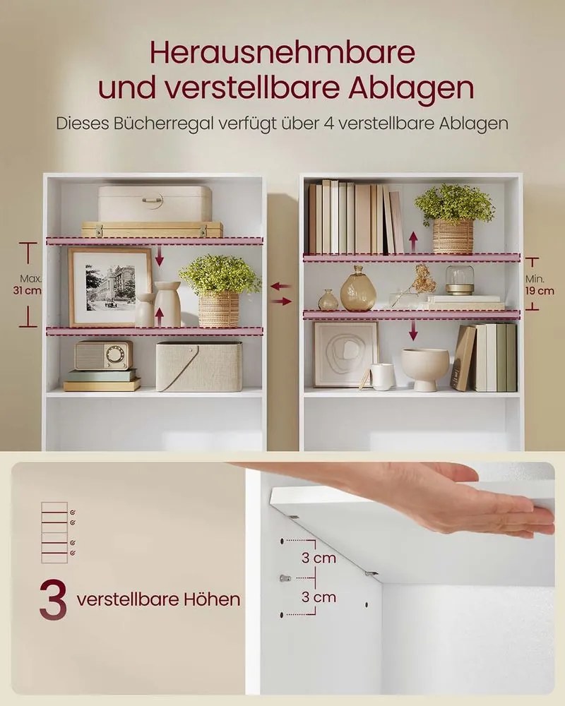 Estante com 6 compartimentos abertos 24 x 80 x 160,7 cm em branco