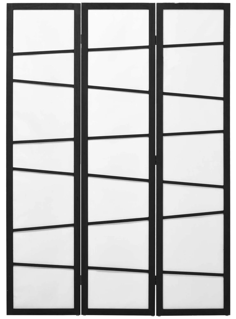 HOMCOM Biombo de 3 Painéis Separador de Ambientes Dobrável Divisória para Espaços de Madeira 120x170 cm Preto e Branco