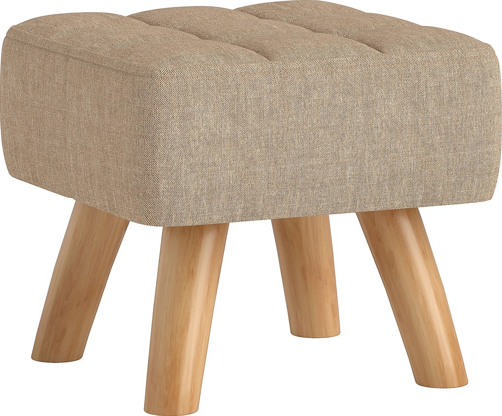 HOMCOM Apoio de pés para sala ottoman assento estofado em tecido com pés em madeira 27 x 27 x 26 cm castanho claro | Aosom Portugal