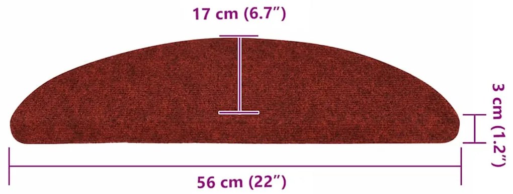 Tapetes escada autoadesivos 5 pcs 56x17x3 cm agulhado vermelho