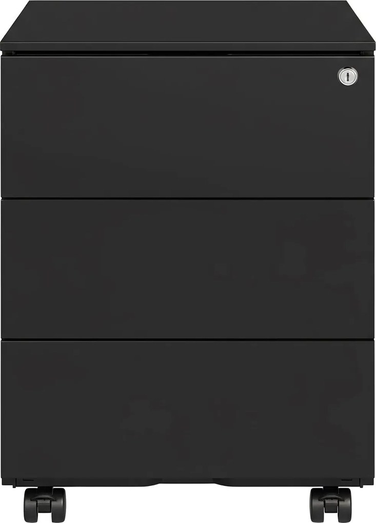 Bloco com 3 gavetas com rodas para escritório 45 x 39 x 55 cm Preto mate