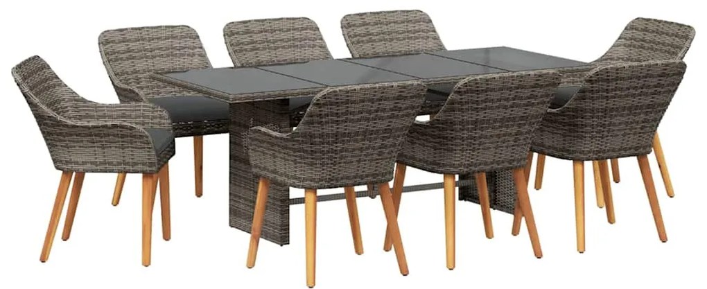 Conjunto de jantar de jardim com 9 peças em cinza