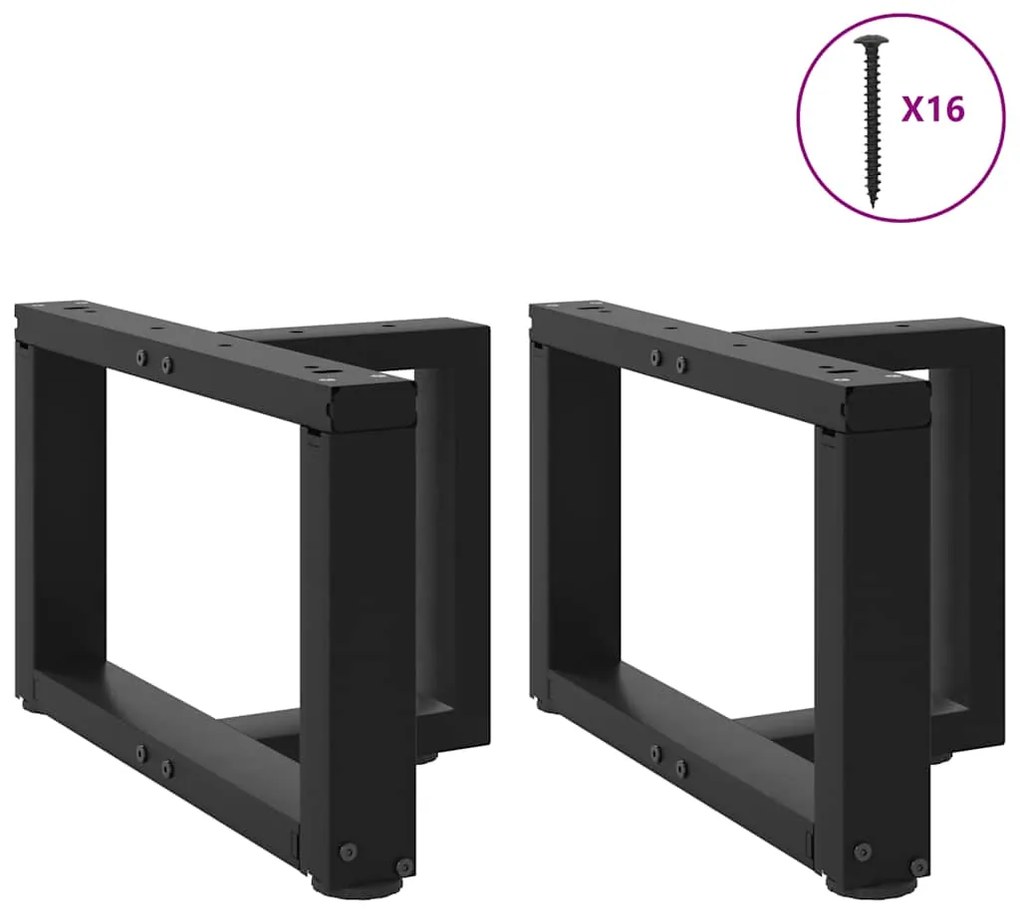 Pés para mesa de centro em forma de T, 2 peças, preto, 40x25x(30-31) c
