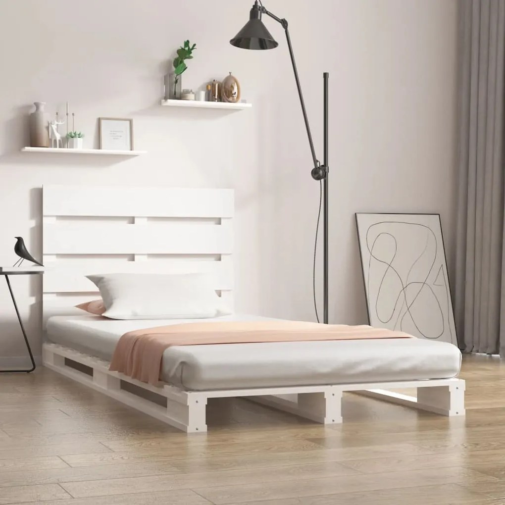 vidaXL Cama sem colchão 100x200 cm madeira de pinho maciça branco