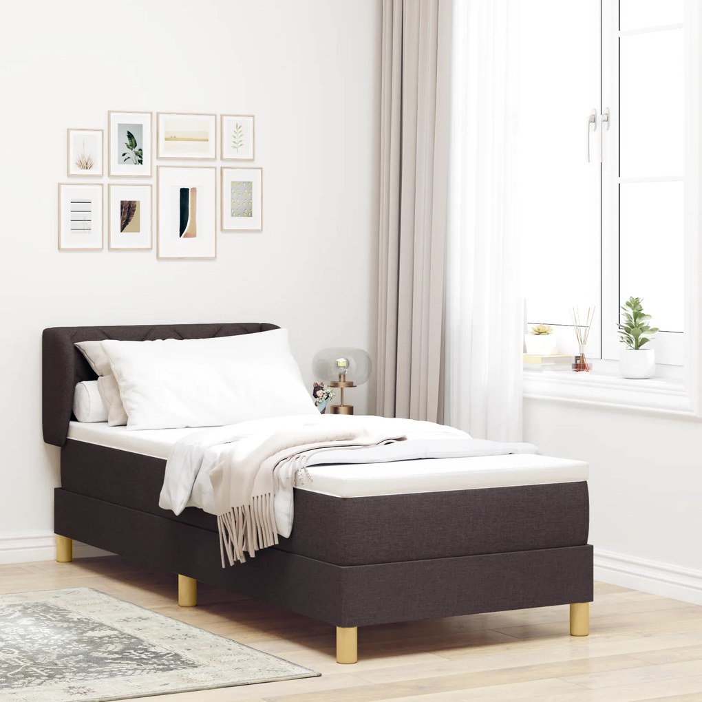 vidaXL Cama Box com Colchão - Castanho, 80x200 cm, Tecido