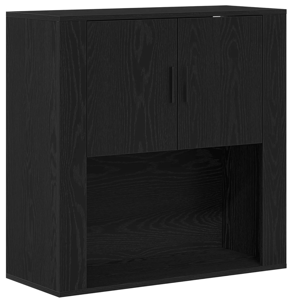 Highboard Carvalho Preto 80x33x150 cm Madeira de Engenharia