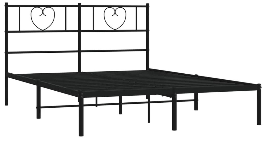 Estrutura de cama com cabeceira 160x200 cm metal preto