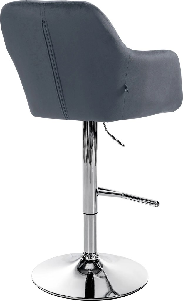 Banco de bar Natoma Veludo cromado cinza escuro