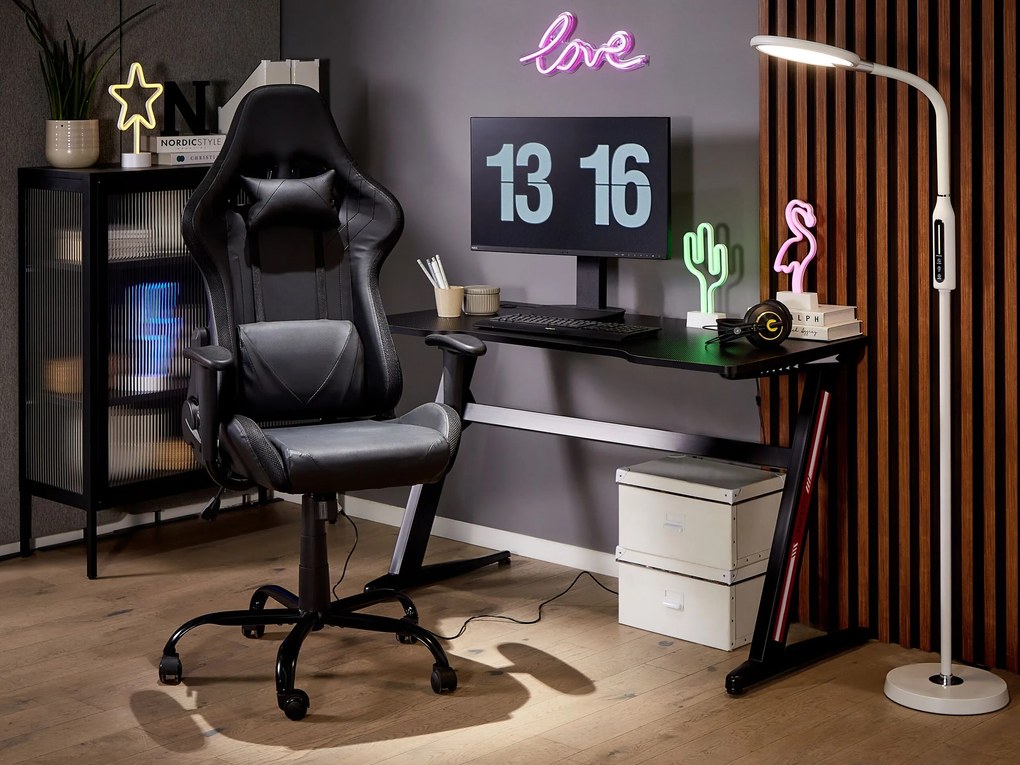 Cadeira gaming em pele sintética preta com iluminação LED GLEAM Beliani