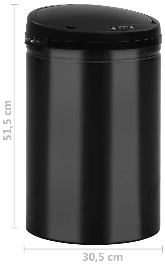Caixote do lixo com sensor automático 30 L aço carbono preto