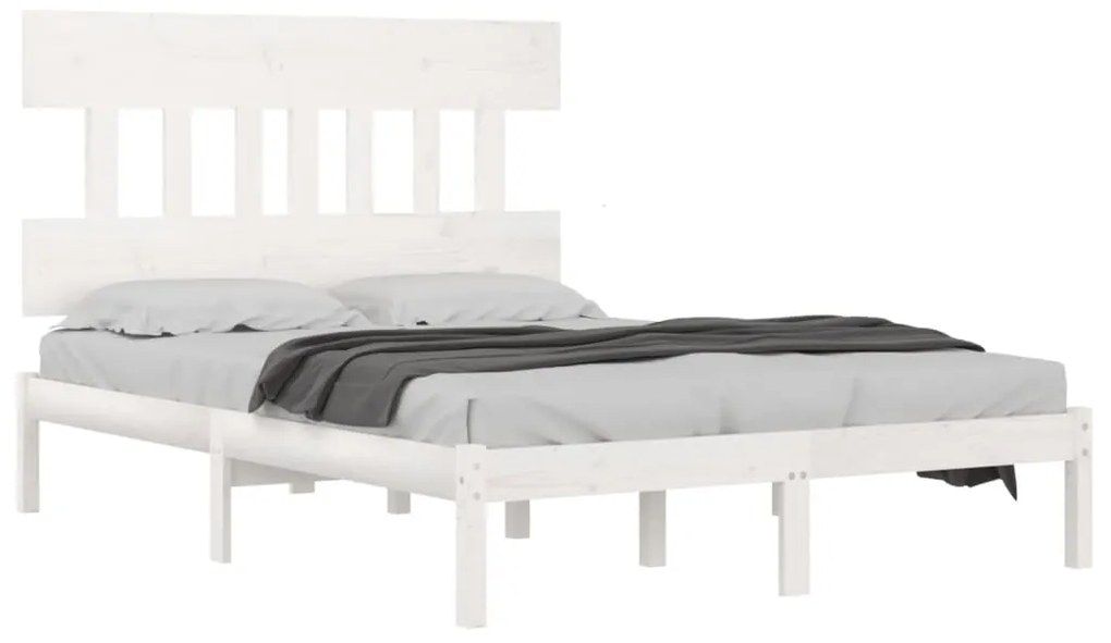 Estrutura de cama 160x200 cm madeira maciça branco