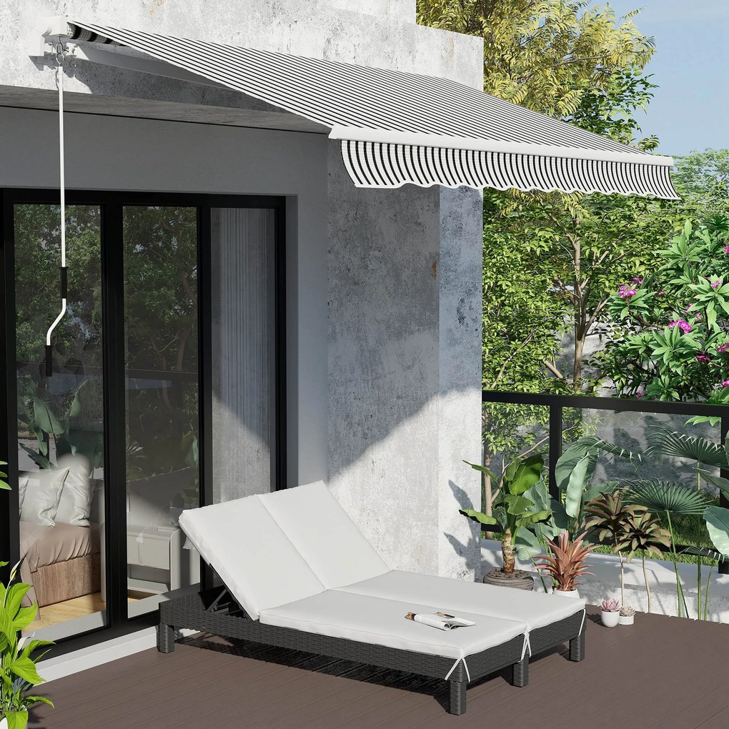 Conjunto de Espreguiçadeiras Exterior de Vime 2 Lugares com Almofadas