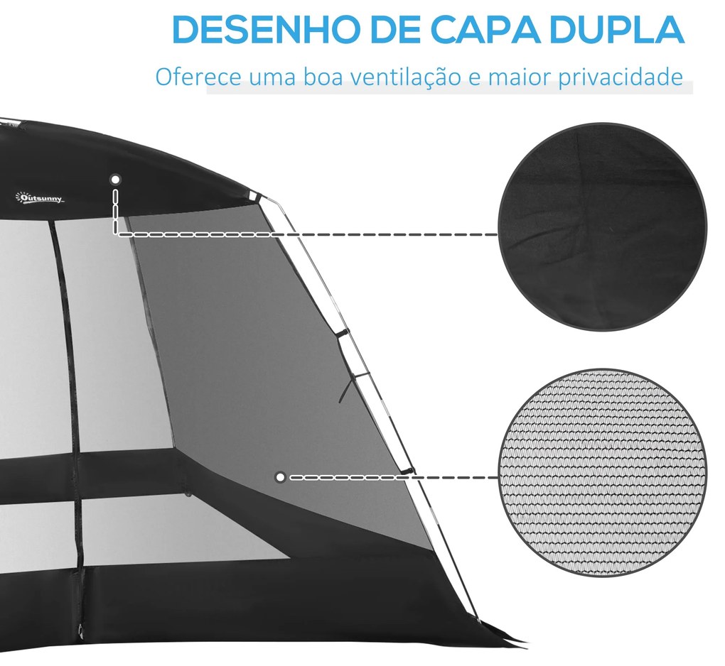 Outsunny Tenda de Jardim 3x3x2m Tenda para 4-6 Pessoas com 4 Telas Mos