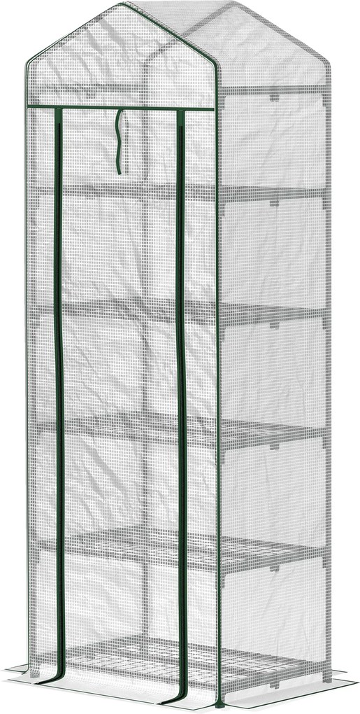 Estufa de jardim para varanda com 5 prateleiras, 0,69 x 0,49 x 1,93 m, em aço com lona removível em PE branco