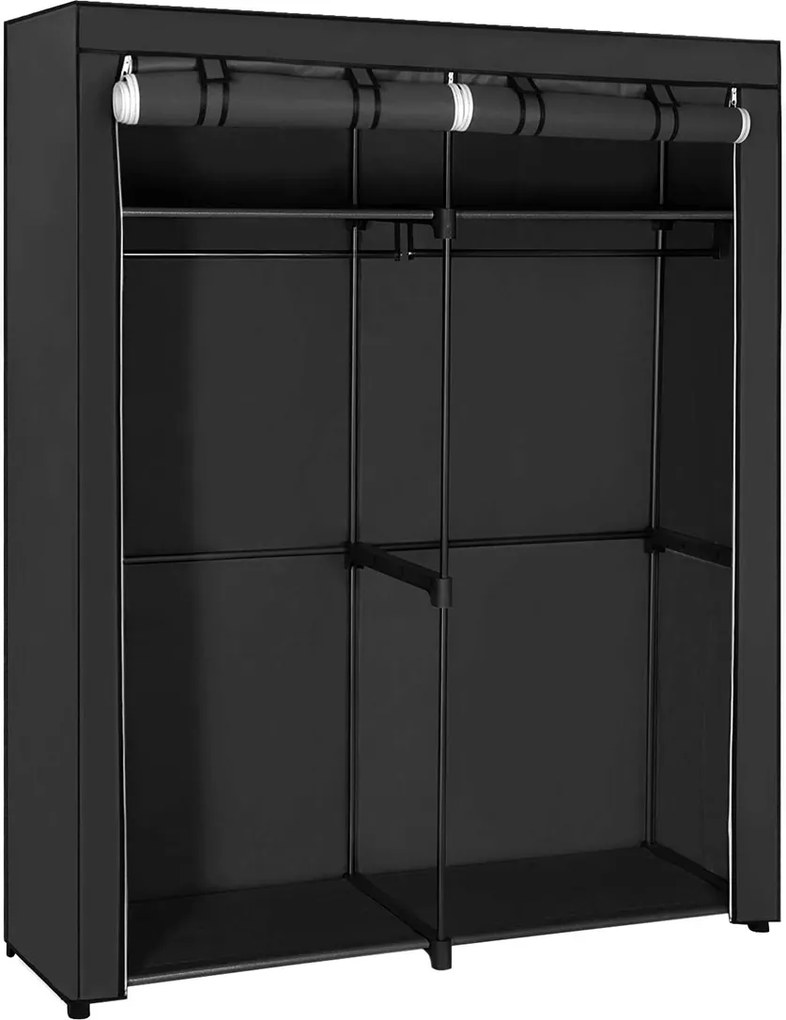 Guarda Roupa em tecido com 2 varões para roupa 43 x 140 x 174 cm Preto