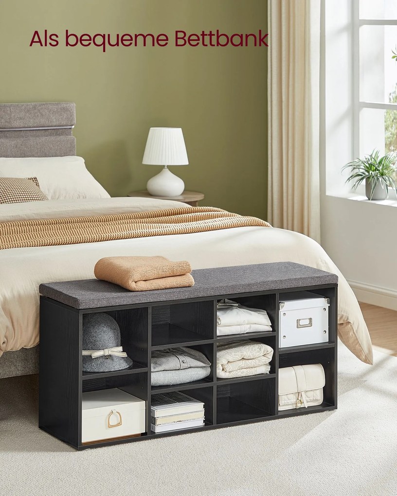 Banco Sapateira com assento 30 x 104 x 48 cm preto