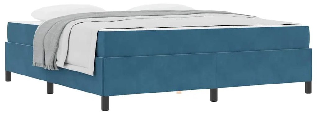 Estrutura da Cama Azul Escuro e Branco 180 x 200 cm Veludo