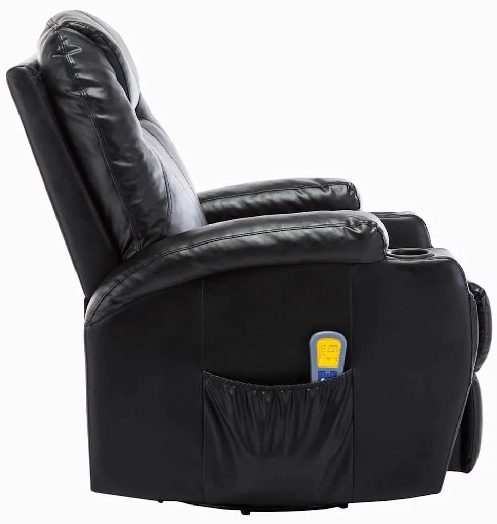 Cadeira de massagem reclinável couro artificial preto