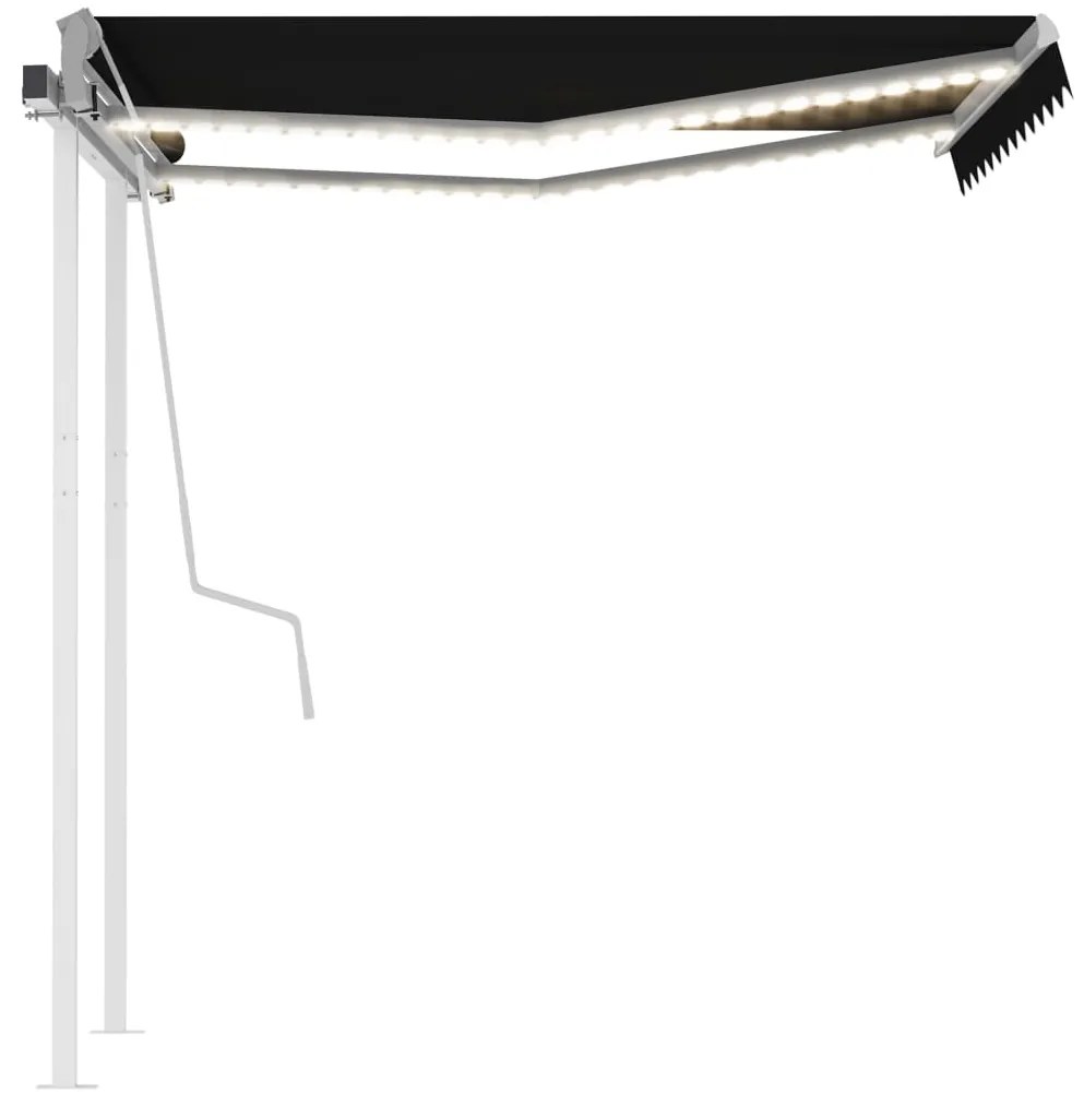 Toldo retrátil manual com LED 3,5x2,5 m antracite