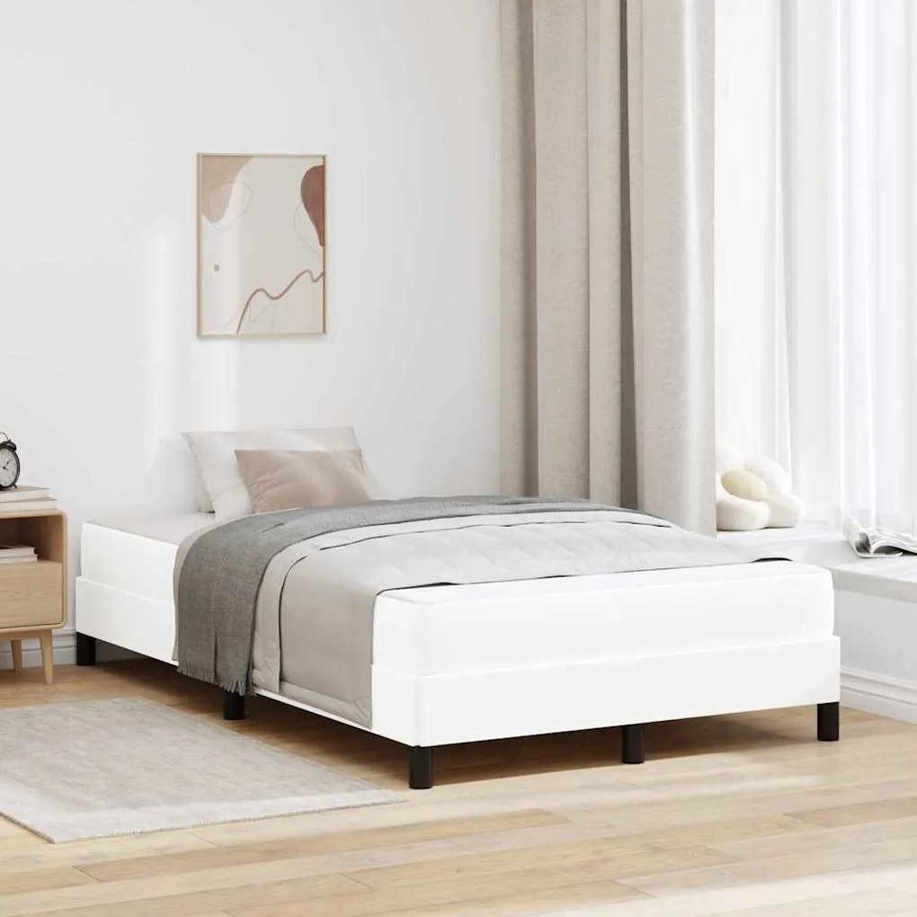vidaXL Estrutura da Cama com colchão Branco Puro 120 x 190 cm tecido