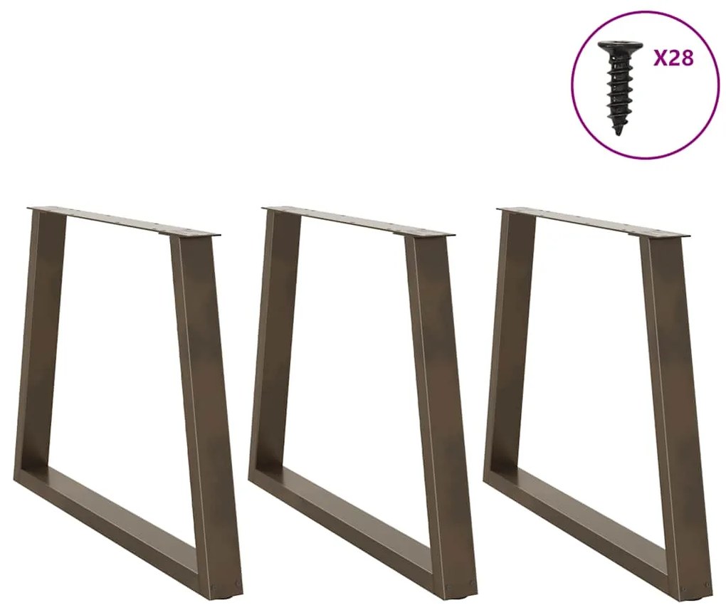 Pés para mesa de jantar em formato de V, 3 peças, aço natural, 90x(72-