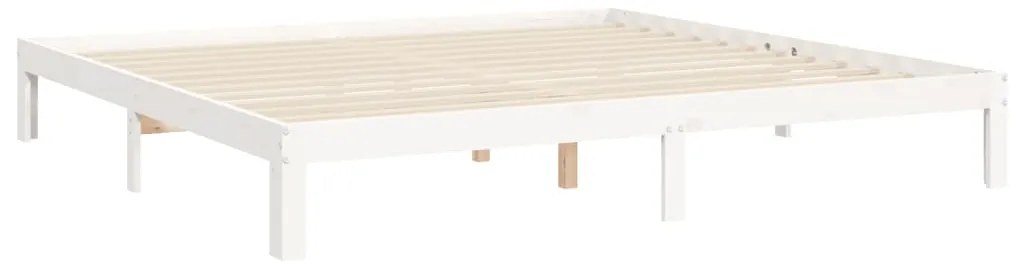 Cama sem colchão 160x200 cm madeira de pinho maciça branco