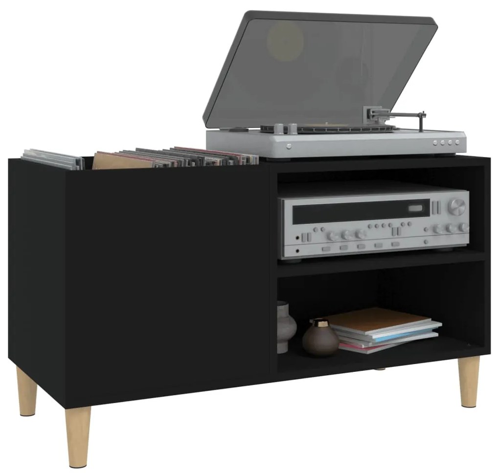 Armário para discos 84,5x38x48 cm derivados de madeira preto