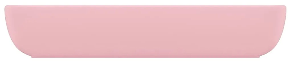 Lavatório luxuoso retangular 71x38 cm cerâmica rosa mate