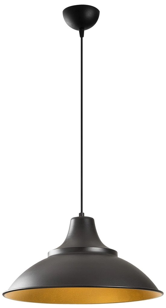 Candeeiro de Teto Saglam – Preto e Dourado – Diâmetro 44 cm, Altura 12