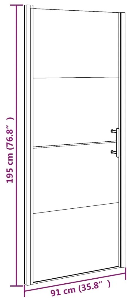 Porta de chuveiro meio vidro fosco temperado 91x195 cm preto