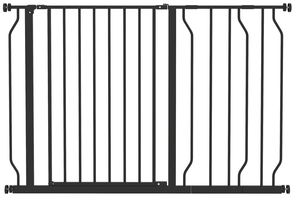 PawHut Barreira de Segurança para Cães Extensível para Escadas e Portas 75-115 cm com 2 Extensões e 10-20 cm Altura 76 cm Preto