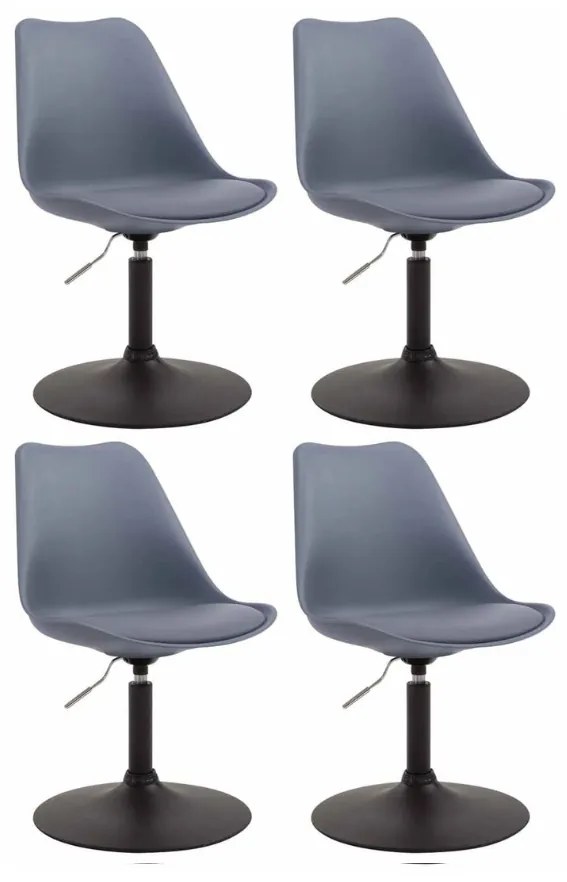 Conjunto de 4 cadeiras de sala de jantar Maverick em plástico com estrutura preta 76-81 x 48 x 57 cm Cinzento