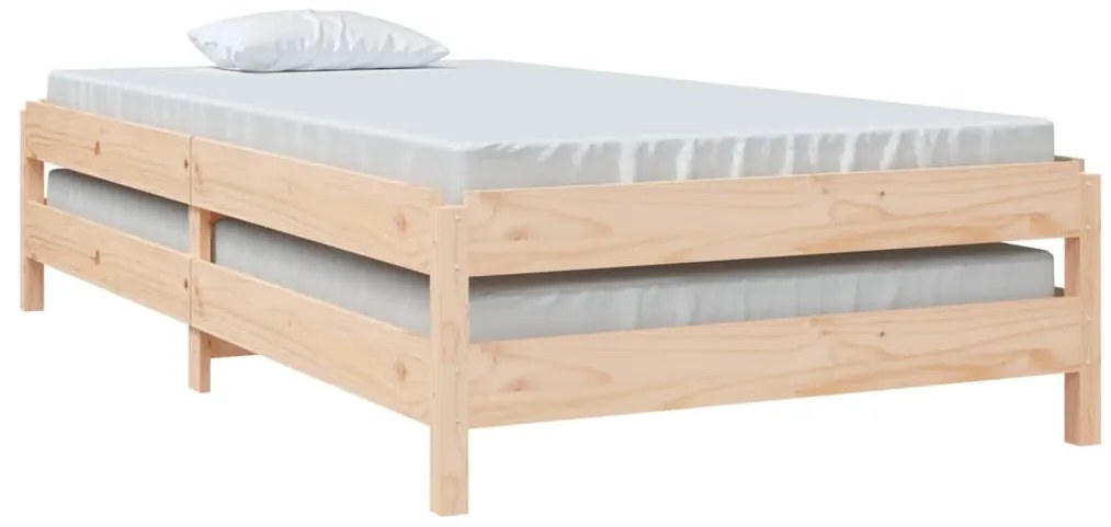 Cama empilhável 100x200 cm madeira de pinho maciça