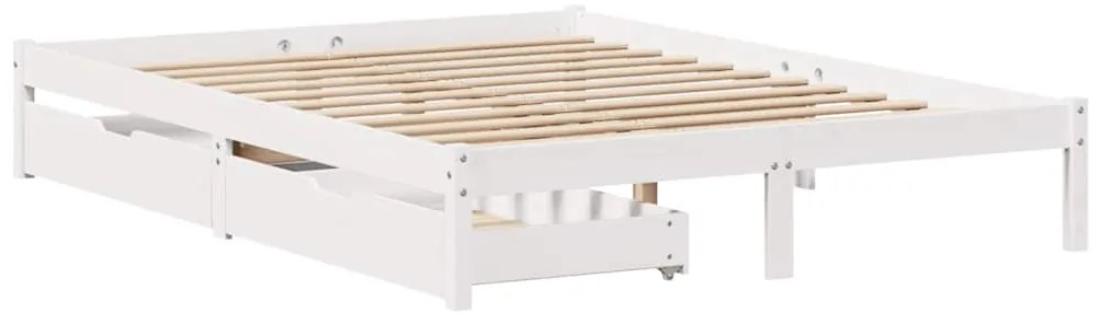 Cama sem colchão 150x200 cm madeira de pinho maciça branco